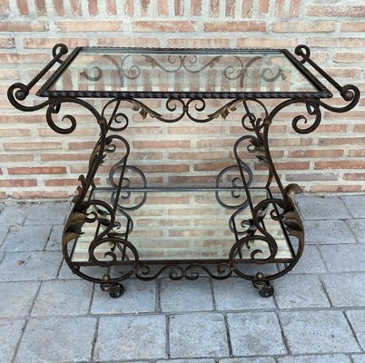 19th Century French Table Iron Bar Cart with Wheels-NOU-1124516