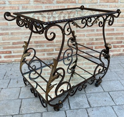 19th Century French Table Iron Bar Cart with Wheels-NOU-1124516