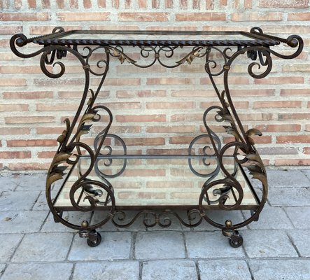 19th Century French Table Iron Bar Cart with Wheels-NOU-1124516