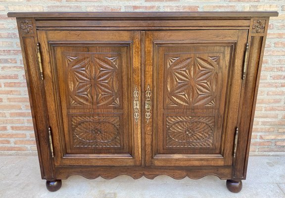 19th Century French Walnut 2-Door Buffet with Round Legs-NOU-1819555