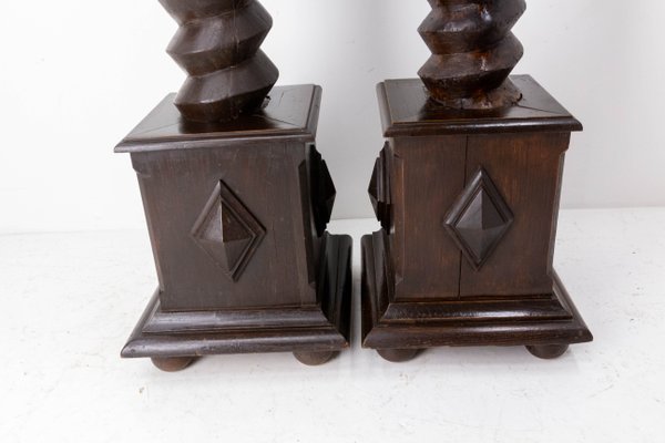 19th Century French Wine Press Screw Pedestals Plant Holders, Set of 2-RIU-1167811