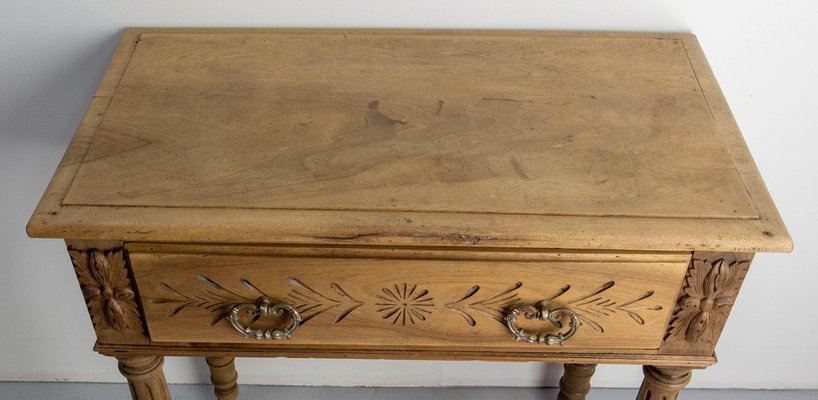 19th Century French Writing Table on Wheels in Carved Walnut, 1880s-RIU-1769212