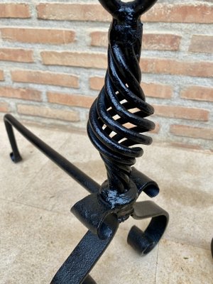 19th Century French Wrought Iron Andirons, Set of 2-NOU-1822971