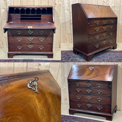 19th Century Georgian English Donkey Back Secretary in Mahogany and Oak-QYF-1792526