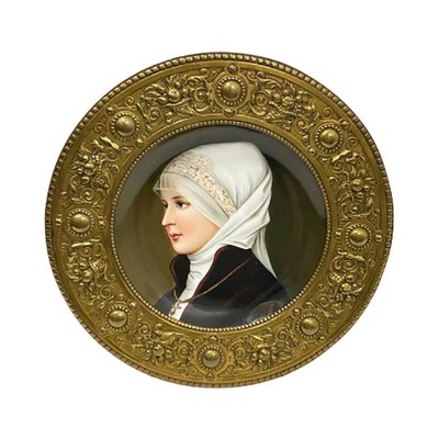 19th Century German Porcelain Plate in Bronze of a Young Woman-UCH-1224349