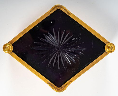 19th Century Gilt Bronze and Violet Crystal Square Bowl-WFS-1419036