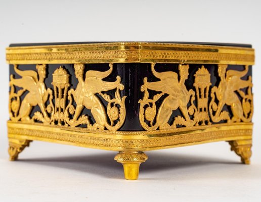 19th Century Gilt Bronze and Violet Crystal Square Bowl-WFS-1419036