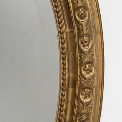 19th Century Gilt Wood Oval Mirror with Shell Crest, 1890s-YK-1694744