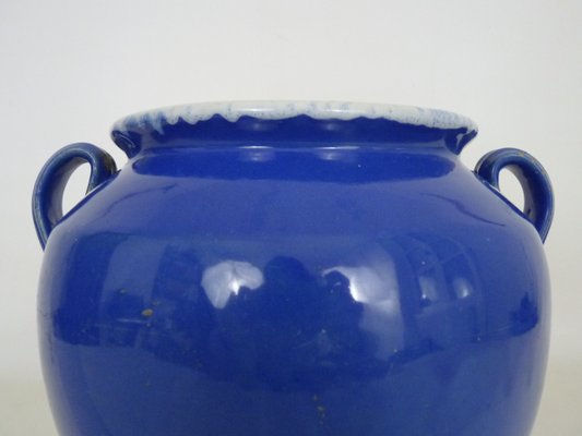 19th Century Glazed Blue Confit Pot, South West of France-MZP-2020074