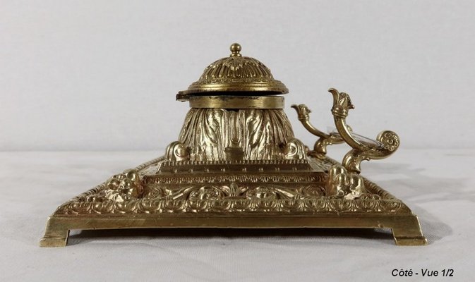 19th Century Golden Bronze Inkwell-RVK-1183063