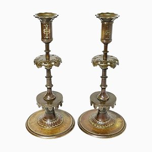 19th Century Gothic Style Bronze Candleholders, Set of 2-UCH-1224407