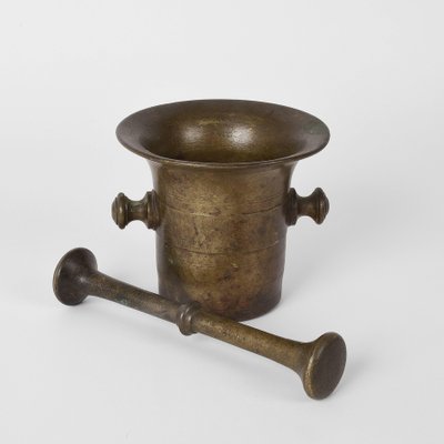 19th Century Grand Tour Antique Handmade Bronze Mortar with Pestle-JDR-1125529