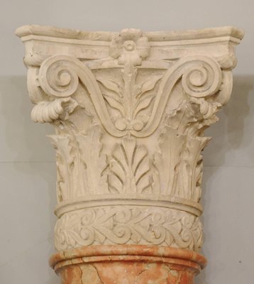 19th Century Half-Columns in Red Verona Marble and Vincenza Stone, Set of 4-FGA-923558