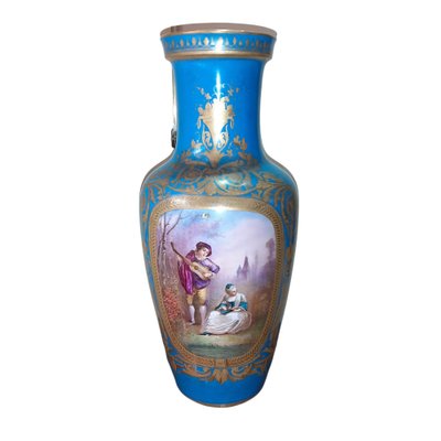 19th-Century Hand Painted Porcelain Vase in Blue Celeste from Sevres-TCS-1066929