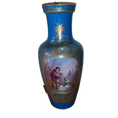 19th-Century Hand Painted Porcelain Vase in Blue Celeste from Sevres-TCS-1066929