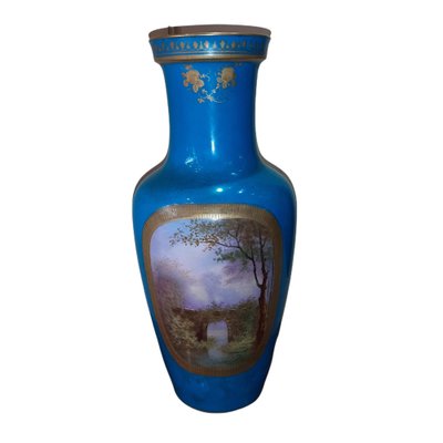 19th-Century Hand Painted Porcelain Vase in Blue Celeste from Sevres-TCS-1066929