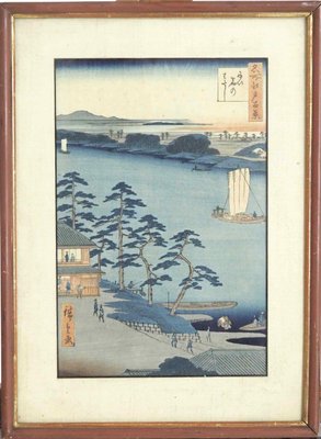 19th Century Hiroshigé Woodcut Nijuke Ferry-SA-636475