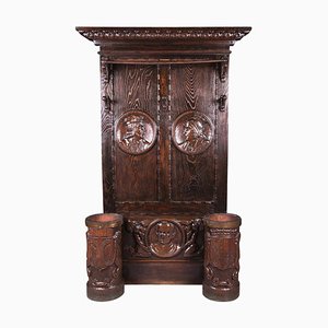 19th Century Historicism Oak Wardrobe-FLW-1401881