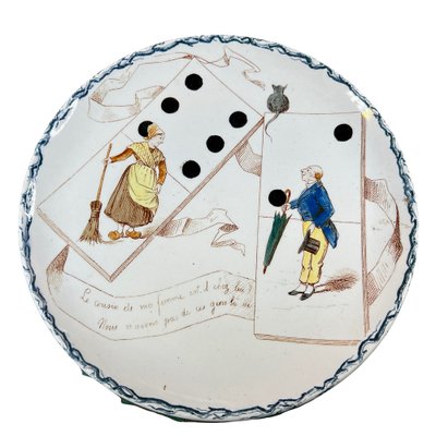 19th Century Humorous Wall Plates Dominos from Creil Montereau, 1890s, Set of 2-EUT-1734422