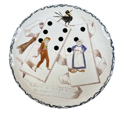 19th Century Humorous Wall Plates Dominos from Creil Montereau, 1890s, Set of 2-EUT-1734422