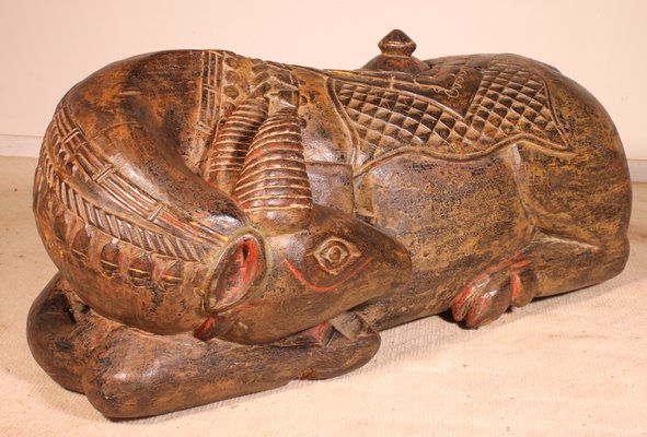 19th Century Indian Wooden Buffalo Sculpture-HPU-730057