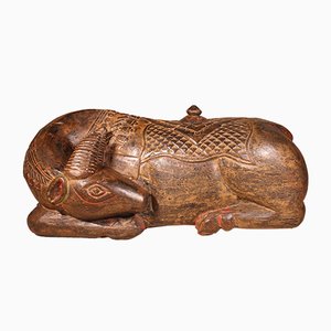 19th Century Indian Wooden Buffalo Sculpture-HPU-730057