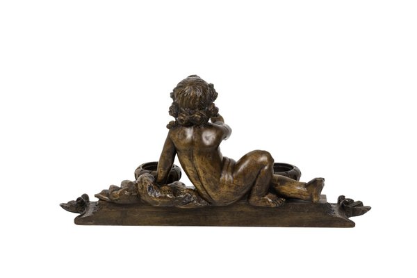 19th Century Inkwell in Wood Figuring a Child-CEJ-691324