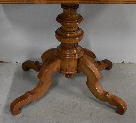 19th Century Inlaid Walnut and Light Wood Pedestal Table-RVK-780507