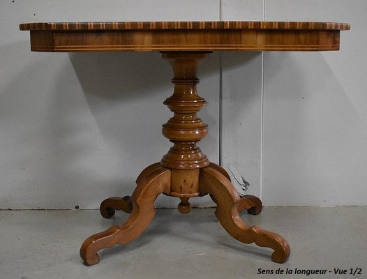 19th Century Inlaid Walnut and Light Wood Pedestal Table-RVK-780507