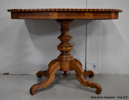 19th Century Inlaid Walnut and Light Wood Pedestal Table-RVK-780507