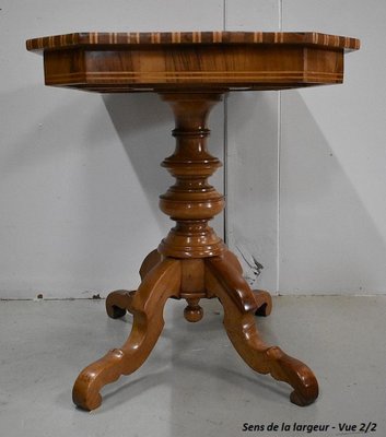 19th Century Inlaid Walnut and Light Wood Pedestal Table-RVK-780507