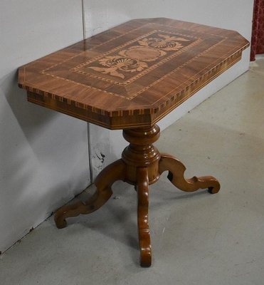 19th Century Inlaid Walnut and Light Wood Pedestal Table-RVK-780507