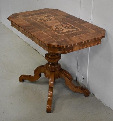 19th Century Inlaid Walnut and Light Wood Pedestal Table-RVK-780507