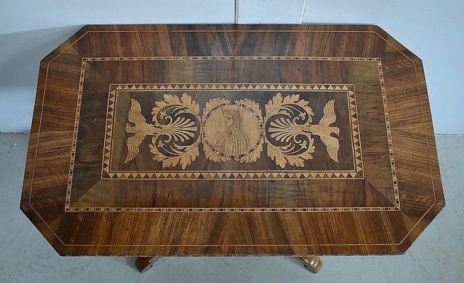 19th Century Inlaid Walnut and Light Wood Pedestal Table-RVK-780507