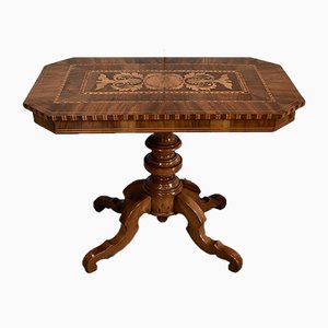 19th Century Inlaid Walnut and Light Wood Pedestal Table-RVK-780507