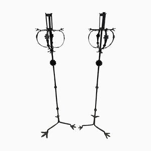 19th Century Iron Floor Candleholders, Set of 2-UCH-1740150