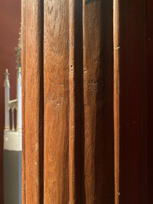 19th Century Italian Architectural Corinthian Wood Columns on Sandstone Plinths, Set of 2-AXE-1433419