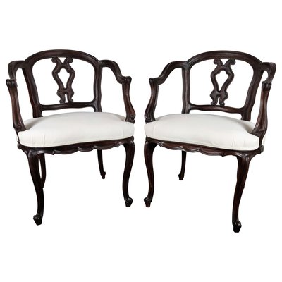 19th Century Italian Baroque Carved Wood Armchair, Set of 2-EUP-839512