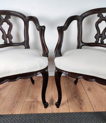 19th Century Italian Baroque Carved Wood Armchair, Set of 2-EUP-839512