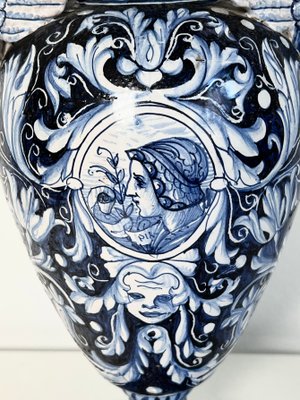 19th Century Italian Ceramic Vase with Floral Morif, Gualdo Tadino-KKG-1349705