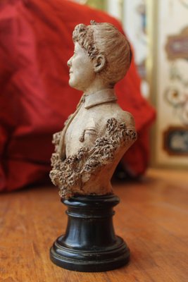 19th Century Italian Female Terracotta Bust on Ebonized Base, 1894-AXE-1433433