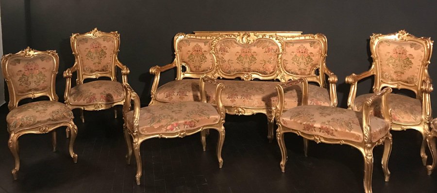 19th Century Italian Giltwood Window Bench-MBH-1031665