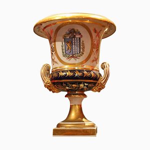 19th Century Italian Ginori Glazed and Parcel Gilt Porcelain Armorial Vase-AXE-1433438