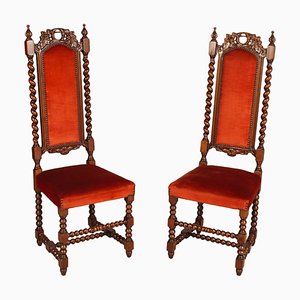 19th Century Italian Hand Carved Walnut Hall Chairs Attributed to Cadorin, Set of 2-NJV-730460