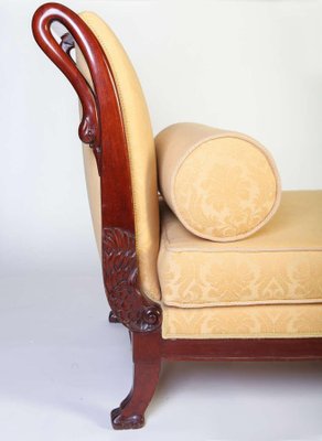 19th-Century Italian Mahogany Swan Neck Sofa or Chaise Lounge, Tuscany, 1820s-MBH-1031581