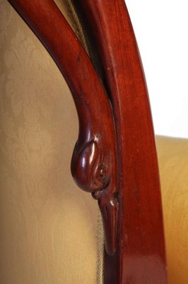 19th-Century Italian Mahogany Swan Neck Sofa or Chaise Lounge, Tuscany, 1820s-MBH-1031581