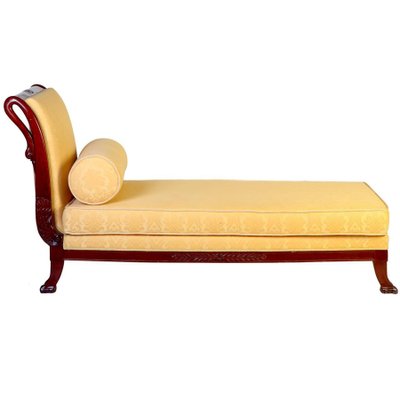 19th-Century Italian Mahogany Swan Neck Sofa or Chaise Lounge, Tuscany, 1820s-MBH-1031581