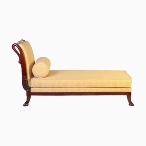 19th-Century Italian Mahogany Swan Neck Sofa or Chaise Lounge, Tuscany, 1820s-MBH-1031581