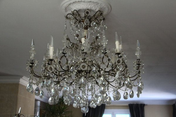 19th Century Italian Neoclassical Giltwood and Crystal Chandelier-YF-632725