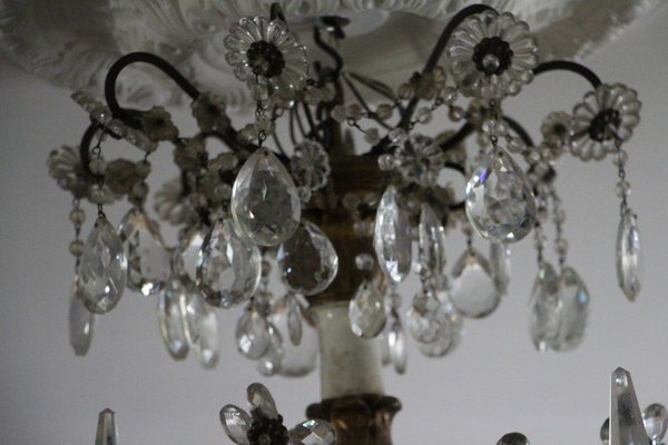 19th Century Italian Neoclassical Giltwood and Crystal Chandelier-YF-632725